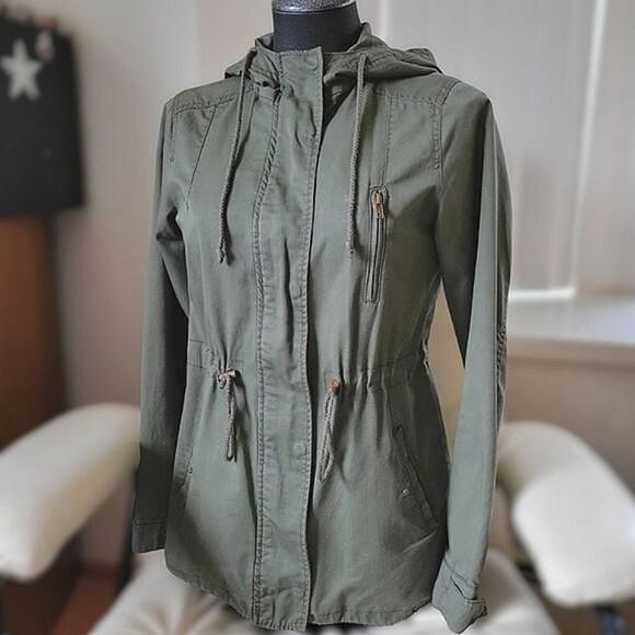 Ambiance army green hooded utility jacket - Picture 2 of 16